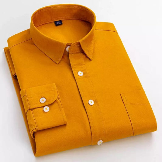 Classic Pure Mustard Color Blend Solid Shirts